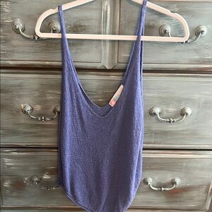 Free People Purple Ribbed Sleeveless Tank Top